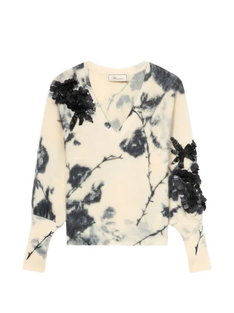 Blumarine floral-print sequin-embellished sweater Neutrals RF6200MAB38L9635
