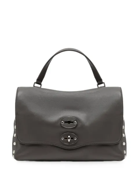 Zanellato small Postina® leather stud-embellished tote bag Grey 068010S1910000