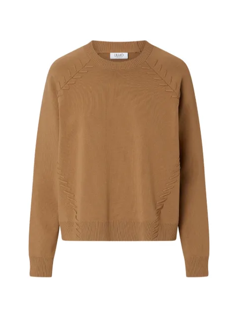 LIU JO boxy sweater with braided details Neutrals WF6186MS81R