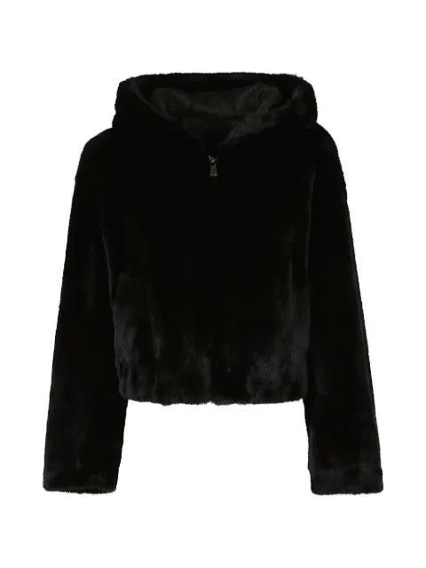 PINKO Gasteria faux-fur hooded jacket Black 107053A3E9