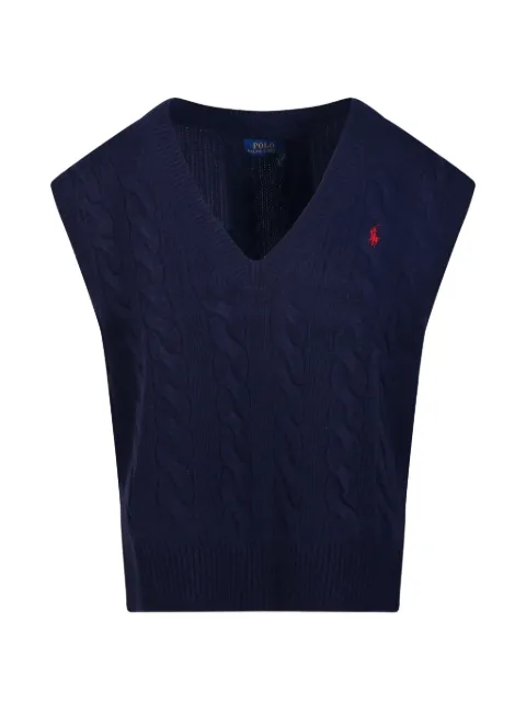 Polo Ralph Lauren cable-knit V-neck knitted vest Blue 211949994500