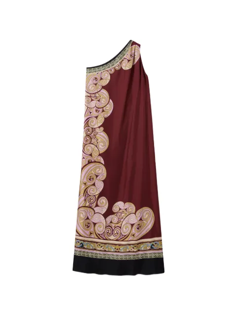 La DoubleJ Kells Swirl placée burgundy in silk twill Roy dress Red DRE0304SIL006KLS01RE07