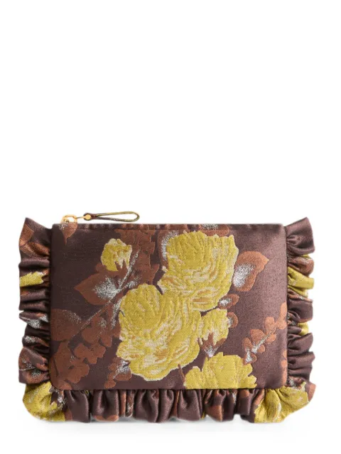 La DoubleJ Devon brown in silk mix jacquard hand pochette Brown BAG0107JCQ141DEV05BR02