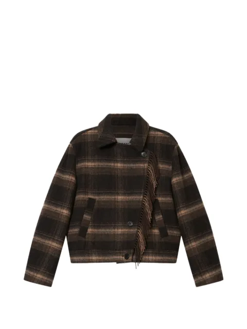 MARANT ÉTOILE check fringe-trim jacket Black MA0571FAD3D01EBKKI