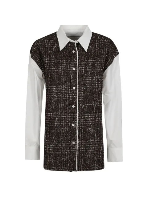 IRO tweed-panelled long-sleeve shirt White WP100ISIDORA