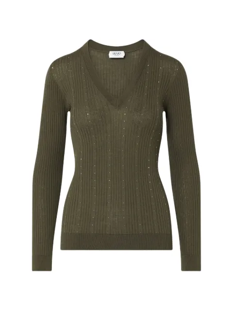 LIU JO wool sweater with V-neck Green WF6100MA77Q