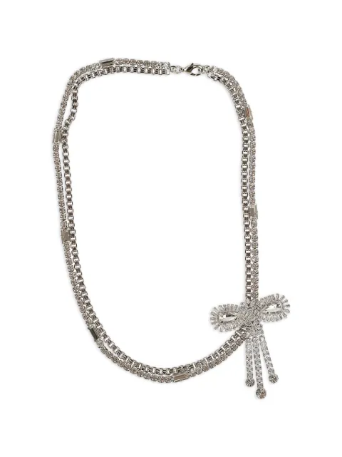Alessandra Rich crystal-embellished bow-detail necklace Silver FABA3384J00240001