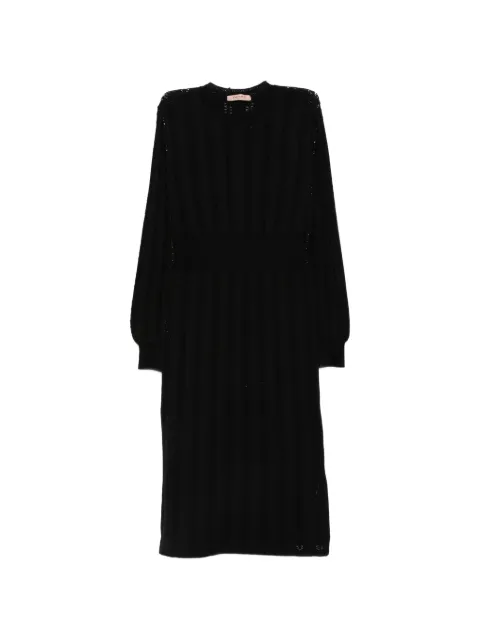 TWINSET pointelle-knit long-sleeve dress Black 262TP3120