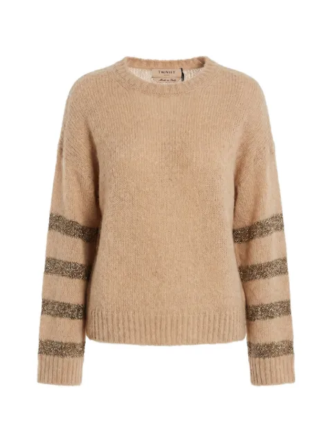TWINSET sequin-striped round-neck sweater Neutrals 262TP3530