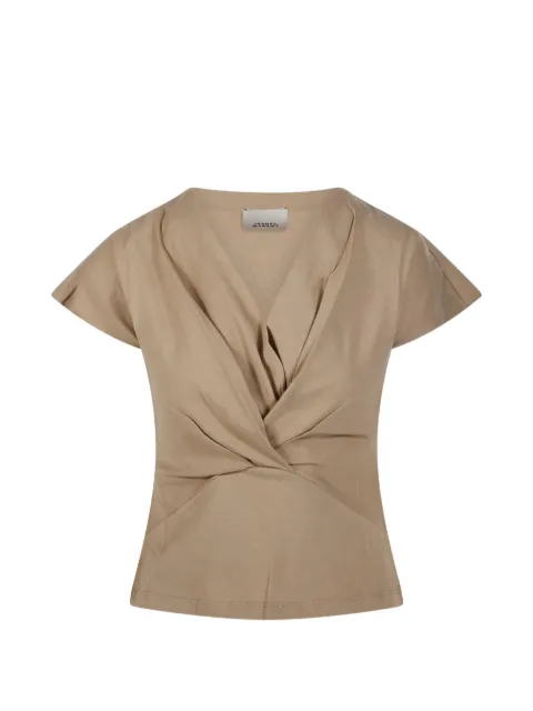 MARANT ÉTOILE twist-detail V-neck T-shirt Neutrals TS0341FAA1N41I