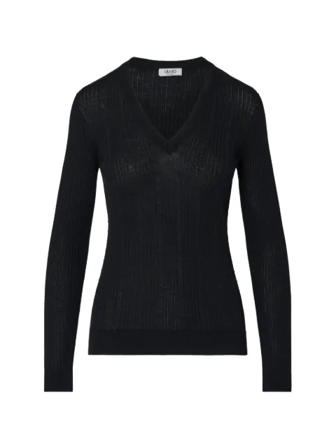 LIU JO wool sweater with V-neck Black WF6100MA77Q