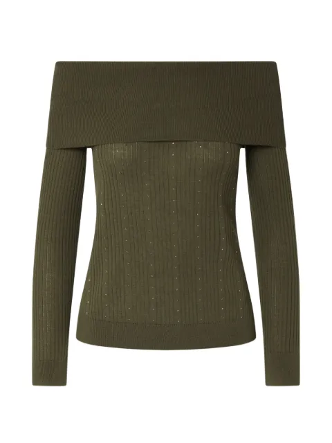 LIU JO wool sweater with bardot neckline Green WF6099MA77Q