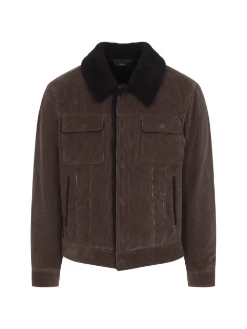 TOM FORD shearling-collar corduroy jacket Brown OBS083FMC330