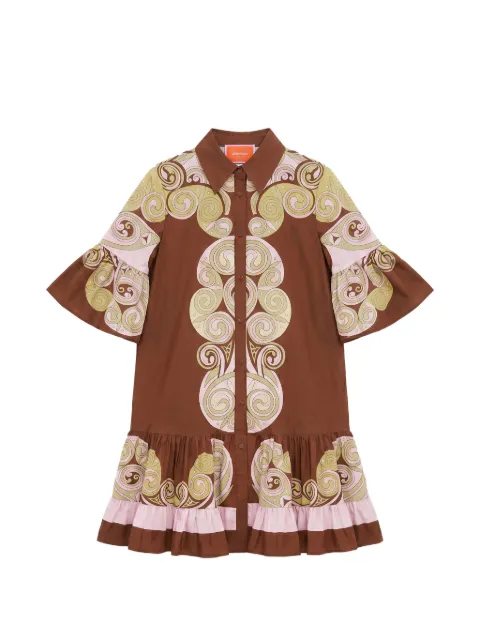 La DoubleJ Choux ruffled-trim dress Brown DRE0205COT097KLS01RE07