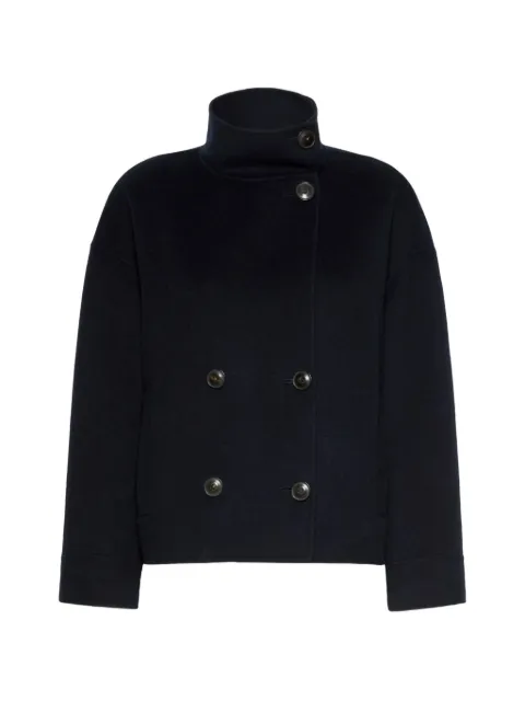 Max Mara double-breasted high-neck coat Blue 60860461060