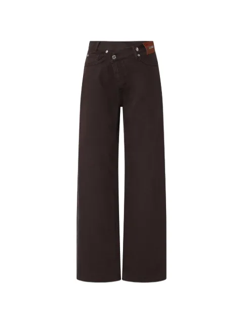 LIU JO straight trousers with asymmetrical waistband Brown UF6160T581A