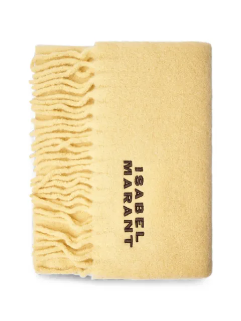 ISABEL MARANT logo-embroidered fringed scarf Yellow 23HEC002XFBA4C04A