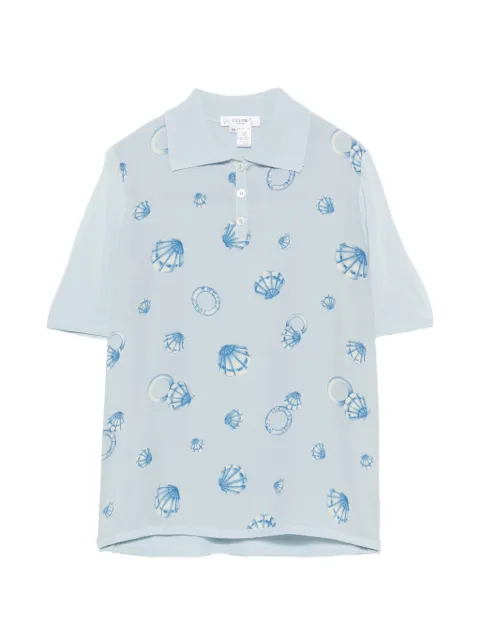 Celine Pre-Owned 2000s shell-print polo shirt Blue CE280CCV