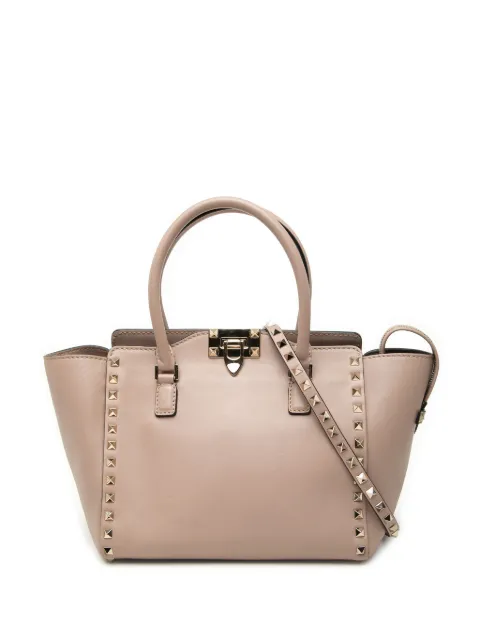 Valentino Garavani Pre-Owned 2000-2017 Small Leather Rockstud Double Handle Tote satchel Brown HFPD7M2SEYOTNGYD