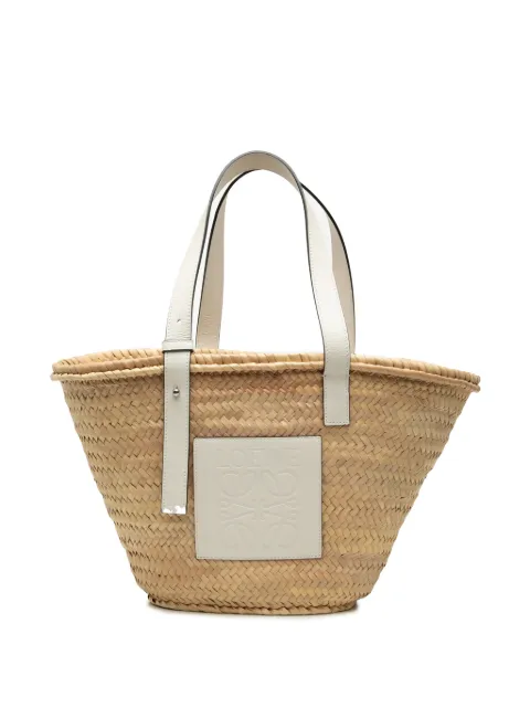 Loewe Pre-Owned 2021 Medium Raffia Anagram Basket tote bag White 1H1JRA2L5QVPPNV2