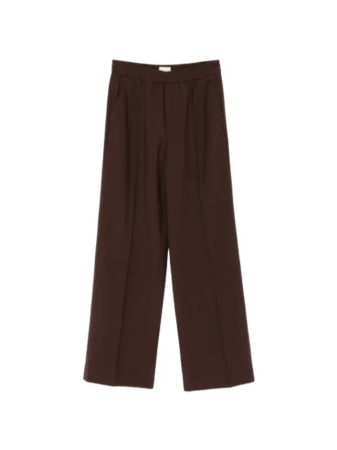 Closed elasticated-waistband pressed-crease trousers Brown C2133835PSD