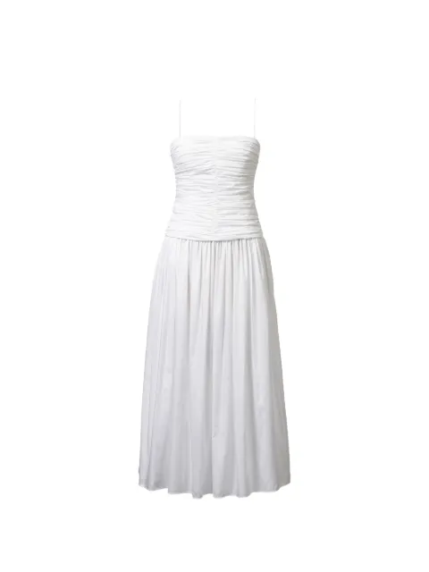 TOVE Amina ruched midi dress White TVD221