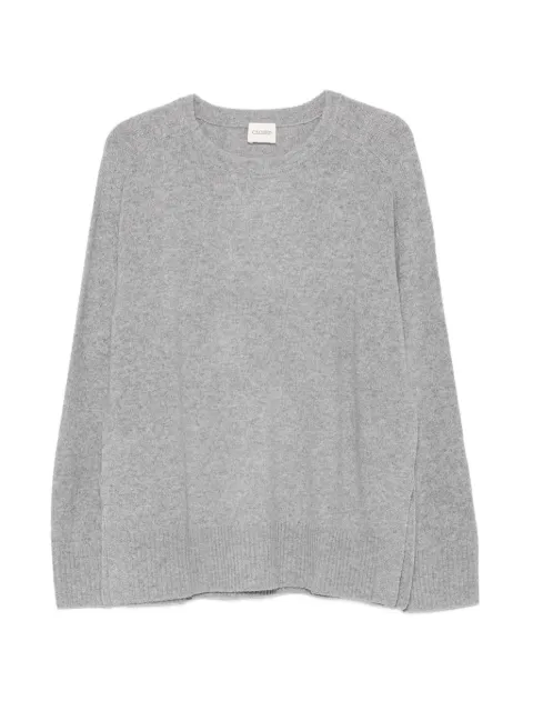 Closed side-slit crew-neck sweater Grey C9682092022
