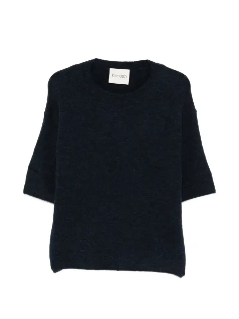 Closed short-sleeve crew-neck sweater Blue C9683598C22