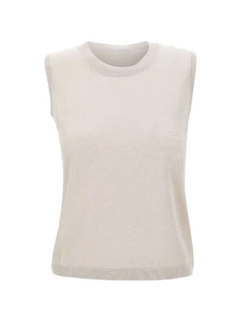 Gran Sasso ribbed-knit lurex top Neutrals 5727723003056