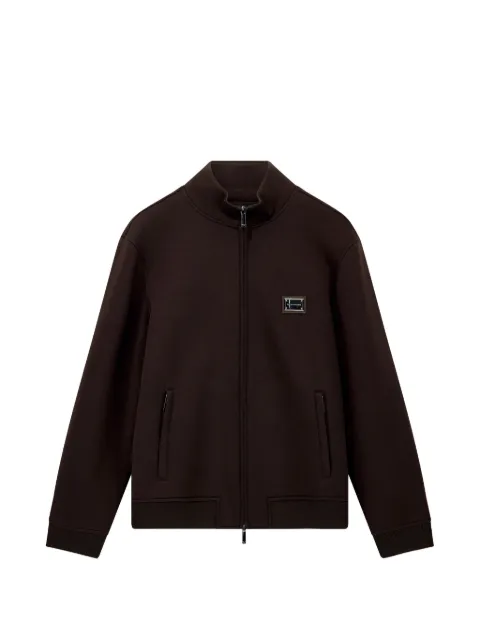 Emporio Armani logo-plaque zip-up sweatshirt Brown EM006821AF17545U6030