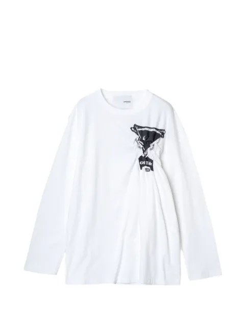 Yoshiokubo Ghost Track smocking-embroidered T-shirt White YKF26109
