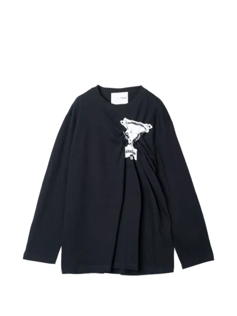 Yoshiokubo graphic-print smocked T-shirt Black YKF26109
