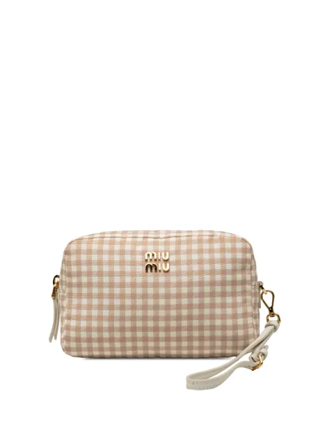 Miu Miu Pre-Owned 2010-2026 Nylon Vichy Wristlet pouch Neutrals VO64W1C7UW0OGLJR