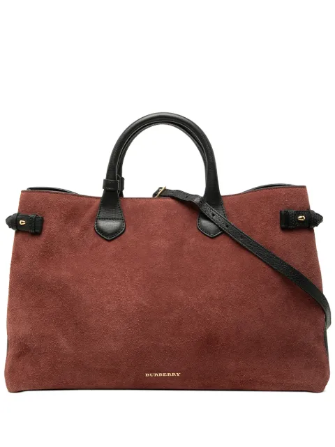 Burberry Pre-Owned 2000-2017 Large Suede and Calfskin Banner satchel Red VGJ5VE2YRFYI3SRR