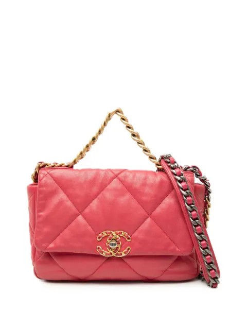 CHANEL Pre-Owned 2019 Medium Lambskin 19 Flap satchel Pink ILX5GOQRBBDKCVT7