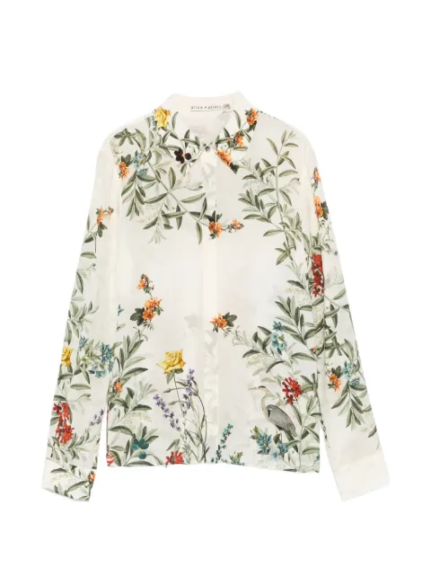 alice + olivia floral-print silk-blend shirt Neutrals CC606P49055E256
