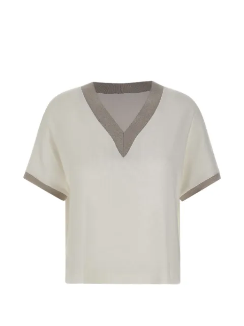 Gran Sasso micro-ribbed V-neck sweater Neutrals 6026980369003