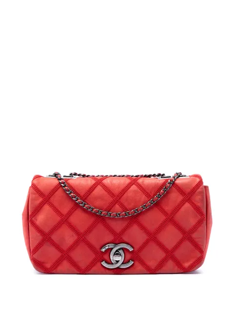 CHANEL Pre-Owned 2012-2013 Small Nubuck Diamond Stitch Chain Flap shoulder bag Red NAM08MFACIOJZKT3