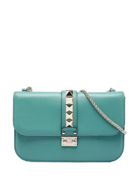 Valentino Garavani Pre-Owned 2000-2017 Medium Leather Rockstud Glam Lock crossbody bag Blue F6334GYSV0W2P6EG