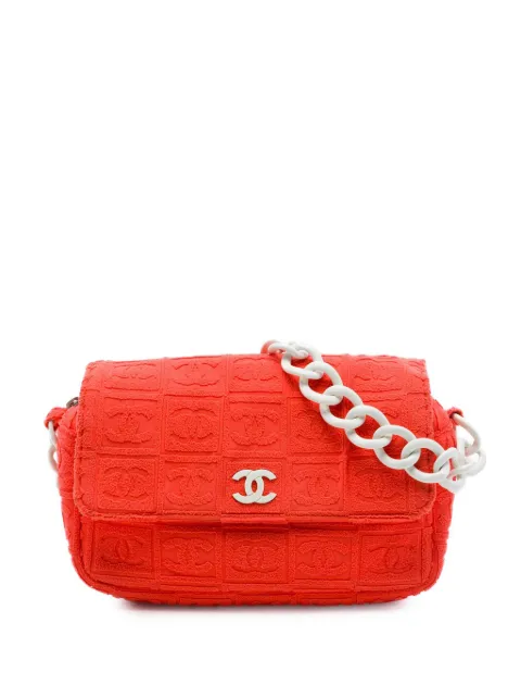 CHANEL Pre-Owned 2002-2003 Terry Cloth Sport Line Flap shoulder bag Orange CY2OU6NQ2ILYD11U