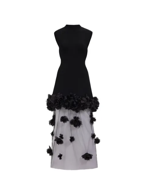 Aje Fleura floral-appliqué midi dress Black 26SS5808