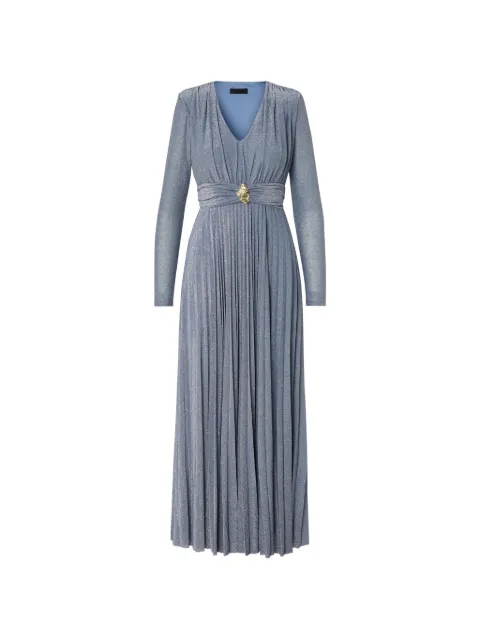 LIU JO long pleated lurex dress Blue CF6297JZ871A4410