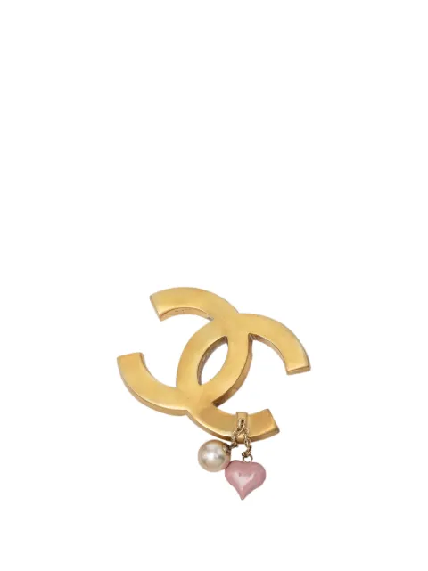 CHANEL Pre-Owned 2005 CC Gold Plated Enamel and Faux Pearl Brooch costume brooch Gold WL1XCHZ9AXTH5RR8