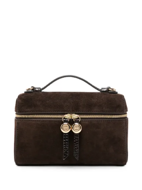 Tory Burch Romy logo-plaque suede tote bag Brown 186930
