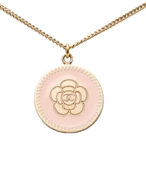 CHANEL Pre-Owned 2006 CC Gold Plated Enamel Camellia Round Pendant Necklace costume necklace Gold 3IIMXOLQJPJXR0UC