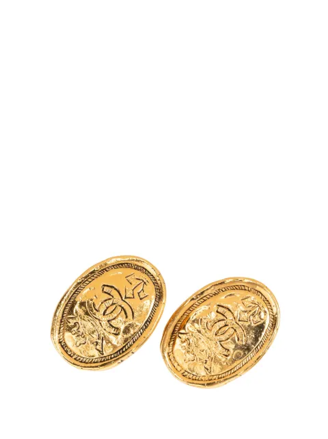CHANEL Pre-Owned 1980-1990 CC Gold Plated Crown Oval Clip On Earrings costume earrings Gold 4QOXUE6YYZ1Y2OCE