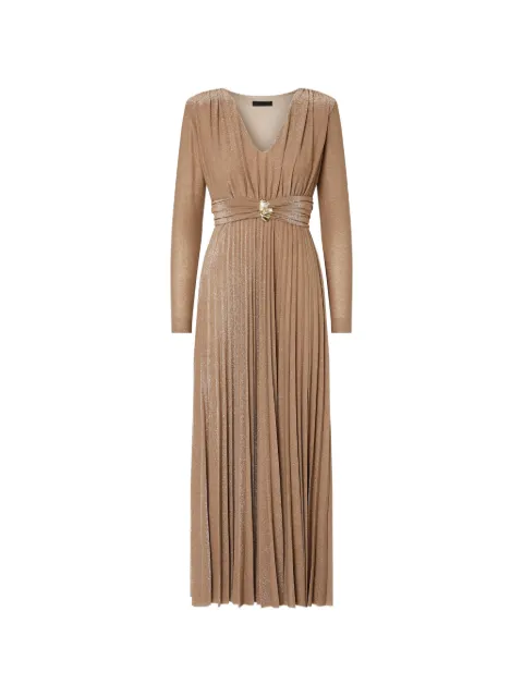 LIU JO long pleated lurex dress Brown CF6297JZ871A4408