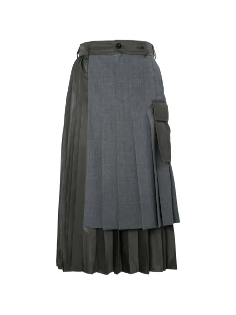 sacai pleated panelled skirt Grey 2608569