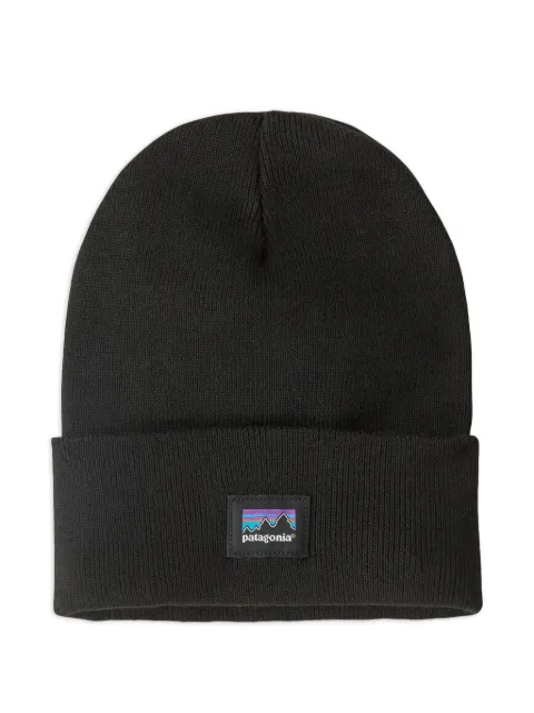 Patagonia Everyday logo-patch knit beanie hat Black 33431