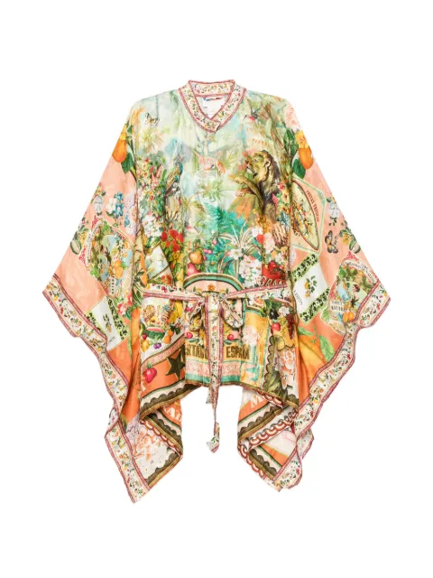 Camilla graphic-print belted shirt Orange 00043315